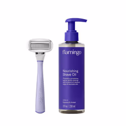 Flamingo Razor Shaving Set for Women  5Blade Razor Nourishing Shave Oil and Shower Holder  Lilac