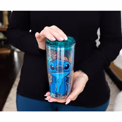 Silver Buffalo Disney Lilo and Stitch Double Wall Travel Tumbler with Slide Close Lid  20 Ounces