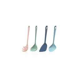 Kitchen Utensils Set of 4 Pcs - Non Stick Spatula|Spaghetti Spoon|Soup Ladle|Slotted Spoon, Nylon Utensil Set, Pasta Spoon, Ladel Spoon, Skimmer Spoon