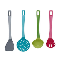kitchen Utensils Set of 4 Pcs - Non Stick Spatula|Spaghetti Spoon|Soup Ladle|Slotted Spoon, Silicone Utensil Set, Pasta Spoon, Ladel Spoon, Skimmer