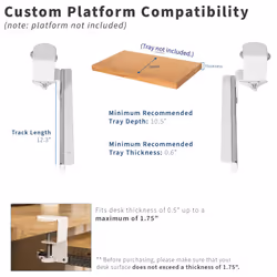 VIVO Clamp and 12 inch Rail Set for DIY Custom Wooden Keyboard Trays (Tray Not Included)  Under Desk Pull Out Slider Track with Extra Sturdy C-clamp M