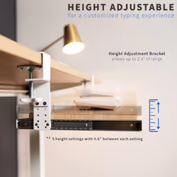 VIVO Large Height Adjustable Under Desk Keyboard Tray  C-clamp Mount System  27 33 Including Clamps x 11 inch Slide-Out Platform Computer Drawer for T