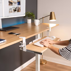 VIVO Large Height Adjustable Under Desk Keyboard Tray  C-clamp Mount System  27 33 Including Clamps x 11 inch Slide-Out Platform Computer Drawer for T