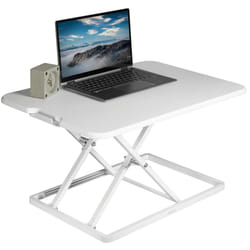 VIVO Ultra-Slim Single Top Height Adjustable Standing Desk Riser  Compact Sit Stand Desktop Converter for Monitor or Laptop  White  DESK-V001JW
