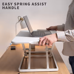 VIVO Ultra-Slim Single Top Height Adjustable Standing Desk Riser  Compact Sit Stand Desktop Converter for Monitor or Laptop  White  DESK-V001JW