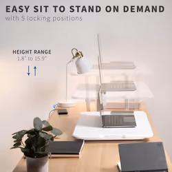 VIVO Ultra-Slim Single Top Height Adjustable Standing Desk Riser  Compact Sit Stand Desktop Converter for Monitor or Laptop  White  DESK-V001JW