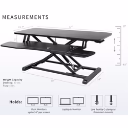 VIVO 42 inch Desk Converter  K Series  Height Adjustable Sit to Stand