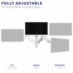 VIVO Height Adjustable Pneumatic Extended Arm Single Monitor Wall Mount  Full Motion Articulating  Fits 17 to 27 inch Screen  White  MOUNT-V001GW