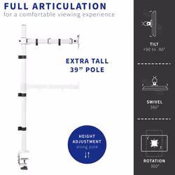 VIVO Extra Tall Single Monitor Desk Mount Stand 39 inch Pole  Features Full Adjustability - Tilt and Articulation  Holds 13 to 32 inch Screens up to 2