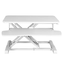 VIVO 26 inch Desk Converter  K Series  Height Adjustable Sit to Stand Riser  Dual Monitor and Laptop Workstation with Keyboard Tray  White  DESK-V026K