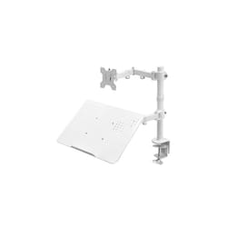 VIVO Fully Adjustable 13 to 32 inch Single Computer Monitor and Laptop Desk Mount Combo, Stand with Grommet Option, Fits up to 17 inch Laptops, White