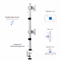 VIVO Dual Monitor Desk Mount Stand with Height Adjustment and VESA Plates for 2 LCD Ultrawide Screens up to 34 inches  Stacked Array  STAND-V002RW