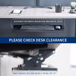 VIVO Large Under Desk 27 x 11 inch Computer Keyboard and Mouse Tray with Swinging Height Adjustment  12 Settings  Platform Drawer for Typing  Black  M