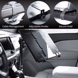 VIVO Single Laptop Car Mount  Fully Adjustable Extension  Notebook Stand for Trucks  Vans  and SUVs  Articulation and Height Adjustment  Bla