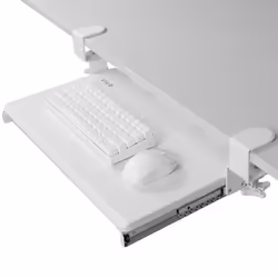 VIVO Small Clamp-on Computer Keyboard and Mouse Under Desk Slider Tray 20 x 11 inch Pull Out Platform Drawer White MOUNT-K ...