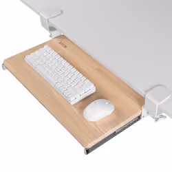 VIVO Small Clamp-on Computer Keyboard and Mouse Under Desk Slider Tray 20 x 11 inch Pull Out Platform Drawer Light Wood MO ...