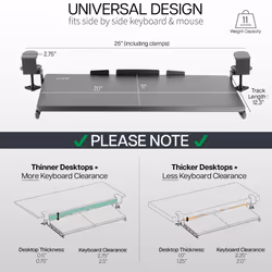 VIVO Small Clamp-on Computer Keyboard and Mouse Under Desk Slider Tray  20 x 11 inch Pull Out Platform Drawer  Light Wood  MOUNT-KB05ES-A