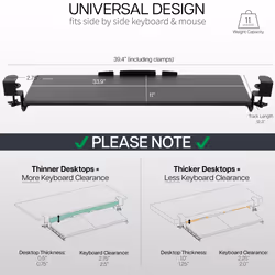VIVO Extra Long Clamp-on Computer Keyboard and Mouse Under Desk Slider Tray  34 x 11 inch Pull Out Platform Drawer  Black  MOUNT-KB15EB