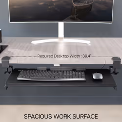 VIVO Extra Long Clamp-on Computer Keyboard and Mouse Under Desk Slider Tray  34 x 11 inch Pull Out Platform Drawer  Black  MOUNT-KB15EB