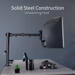 VIVO Single Large Monitor Arm Desk Mount  Holds Screens up to 45 inch Ultrawide  Fully Adjustable Stand with C-Clamp and Grommet Base  VESA