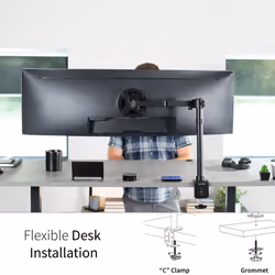 VIVO Single Large Monitor Arm Desk Mount  Holds Screens up to 45 inch Ultrawide  Fully Adjustable Stand with C-Clamp and Grommet Base  VESA
