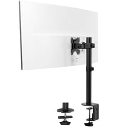VIVO Clamp-on Single Ultra Wide Monitor Desk Mount  Low Profile Heavy Duty Adjustable Stand for 1 Ultrawide Screen up to 45 inches  25 lbs Capacity  B