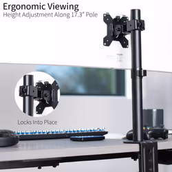 VIVO Clamp-on Single Ultra Wide Monitor Desk Mount  Low Profile Heavy Duty Adjustable Stand for 1 Ultrawide Screen up to 45 inches  25 lbs Capacity  B