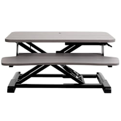 VIVO 26 inch Desk Converter  K Series  Height Adjustable Sit to Stand Riser  Dual Monitor and Laptop Workstation with Keyboard Tray  Gray Top  Black F