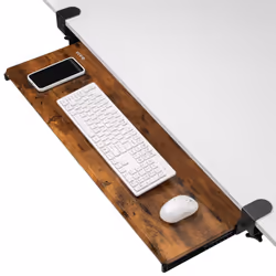 VIVO Extra Long Clamp-on Computer Keyboard and Mouse Under Desk Slider Tray 34 x 11 inch Pull Out Platform Drawer Rustic Vi ...