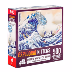 Exploding Kittens 500 Piece Jigsaw Puzzle - Great Wave Off Catagawa  Jigsaw Puzzles for Adults  Cat Puzzle  Ocean Puzzle  Art ...