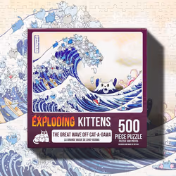 Exploding Kittens 500 Piece Jigsaw Puzzle - Great Wave Off Catagawa  Jigsaw Puzzles for Adults  Cat Puzzle  Ocean Puzzle  Art Puzzle