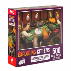 Exploding Kittens 500 Piece Jigsaw Puzzle - Cats Playing Craps Jigsaw Puzzles for Adults Cat Puzzle Coffee Table Puzzle M ...