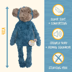 My Dog Luxury Soft Plush Monkey Toy for Dogs and Puppies, Stuff-Free Comforting and Calming Dog Toy, 40cm