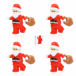 LEGO Holiday Minifigure Santa Claus with Toy Sack 4 Pack with Minifigureland Tile