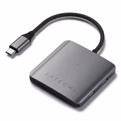 Satechi ST-H4CPDM, USB Type-C, USB Type-C, 10000 Mbit/s, 60 Hz, Grey, 100 W