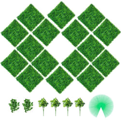 VEVOR Artificial Boxwood Panels  16 PCS 20x20 Green Grass Wall Backdrop  Faux Boxwood Hedge Wall Panels 400 Stitches  UV Pro