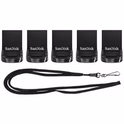SanDisk 32gB (5 Pack) Ultra Fit USB 31 Mini Flash Drive 130MBs SDcZ430-032g Bundle with (1) goRAM Lanyard (32gB, 5 Pack)