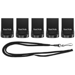 SanDisk 32gB (5 Pack) Ultra Fit USB 31 Mini Flash Drive 130MBs SDcZ430-032g Bundle with (1) goRAM Lanyard (32gB, 5 Pack)