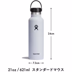 Hydro Flask 21 Oz Standard Mouth Flex Cap Cascade Insulated Water Bottle  621 ml  Stainless Steel  TempShield Double-Wall Vacuum Insulation  Leakproof