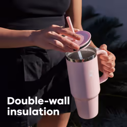 - Travel Tumbler 946 ml (32 oz) with Closable Press-In Straw Lid - Stainless Steel - Double Wall Vacuum Insulated - Splash resistant lid - BPA-Free -
