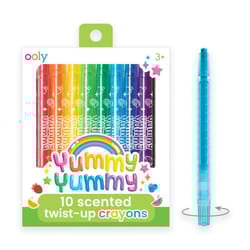 Ooly Yummy Yummy Twist Up Scented Crayons  Set of 10 Crayons for Kids with Fruit Scents  Twist the Barrel for More Crayon  Non-Toxic Wax Cra