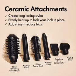 BONDIBOOST Everlast Airstyler Styling Brush, 6 Head Styling Tool for Salon Quality Hair with Ceramic Attachments + Versatile Heat & Airflow Settings +