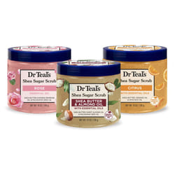Dr Teals Shea Sugar Scrub Trial Pack  Rose  Shea Butter  Citrus 19 oz Pack of 3 Packaging May Vary
