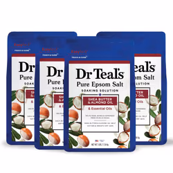 Dr Teal's Pure Epsom Salt Shea Butter & Almond 3 lbs (Pack of 4) (Packaging May Vary)
