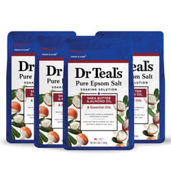 Dr Teal's Pure Epsom Salt  Shea Butter & Almond  3 lbs (Pack of 4) (Packaging May Vary)