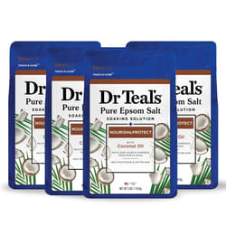Dr Teal's Epsom Salt Magnesium Soak  Nourish & Protect with Coconut Oil  3 lbs (Pack of 4)