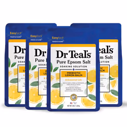 Dr Teal's Epsom Salt Magnesium Soak  Prebiotic Lemon Balm & Essential Oil  3 lbs (Pack of 4)