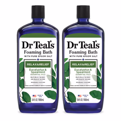 Dr Teal's Foaming Bath with Pure Epsom Salt Relax & Relief with Eucalyptus & Spearmint 34 fl oz (Pack of 2)