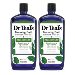 Dr Teal's Foaming Bath with Pure Epsom Salt  Relax & Relief with Eucalyptus & Spearmint  34 fl oz (Pack of 2)