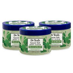 Dr Teals Pure Epsom Salt Body Scrub  Relax  Relief with Eucalyptus  Spearmint Essential Oils  16 oz Pack of 3 Packaging Ma